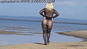 i love flashing my big tits and ass on the beach