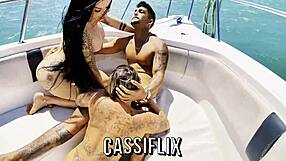 stripping naked on sea to fuck huge cock on boat till creampie fill