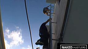 petite veronica's tight pussy gets roughly fucked by monster cock on miami rooftop with choking and gagging