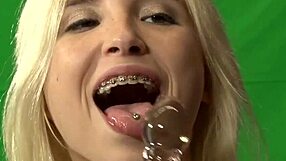 nerdy tutor fingers hairy pussy before big toy orgasm on blonde