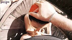 bold outdoor facefuck in hunting tower ends with deepthroat cum swallow