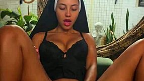 freira squirts wildly cramming monster vibrator deep in her tight hairy pussy for huge orgasm!