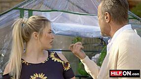 Blondie Jenna Starr Gags On Diego Perez's Monster Cock In Greenhouse Deepthroat