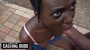 ebony tinder babe deepthroats big black cock on first date doggystyle pounding