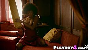 Curly Latina Bruna Rocha strips naked posing her amazing tits and pussy so teasingly