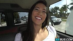 amateur asian kalina ryu humiliated on 305 bus sucking cock for cash in public!