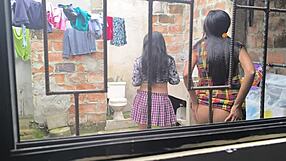 Housewives turn laundry day into wild homemade slut fucking!