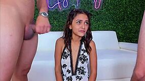 damn this tiny slut deepthroats friend's monster cock whole! 🍆💦