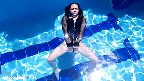 Latex Jessica Bunny Doll Dives Underwater for Wet Pussy Pool Fuck
