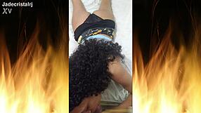 Jade gulps deep throat cock