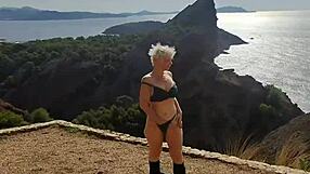 Jaime flashes milf lingerie in wild nature