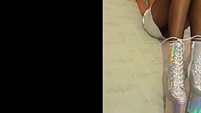 Check out my total silver fishnets on these sexy heels!