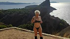 Jaime flashes milf lingerie in wild nature