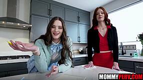 stepsis and stepmom show me every trick from blowjobs to fucking in this hot threesome