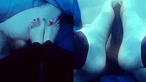 Stepmother's Barefoot Hands Feet Stroke Cock Multi-Screen