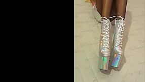 Check out my total silver fishnets on these sexy heels!