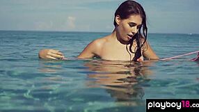 shy teen katrine pirs slips bikini off outdoors feeling free