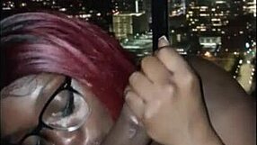 sky suite blowjob ends in facial cumshot city view