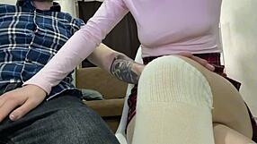 Risky Video Lecture Turns Into Neighbor's Skirt-Up Squirting Cumshot Frenzy