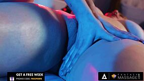 Does big tits milf Lauren Phillips reward 18yo Lily Larimar's massage licks?