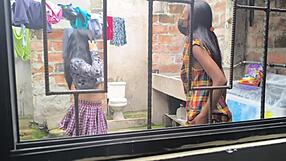 Housewives turn laundry day into wild homemade slut fucking!