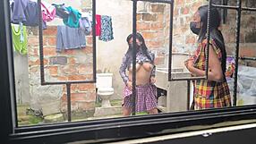 Housewives turn laundry day into wild homemade slut fucking!