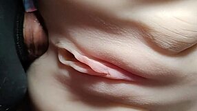 ever wonder how that tight shaved pussy takes double penetration toys up close?