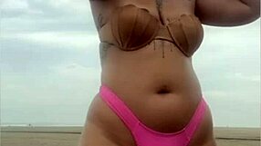 Hey show me if that cock's really hard poking out your bermuda shorts on the beach!