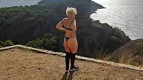 Jaime flashes milf lingerie in wild nature