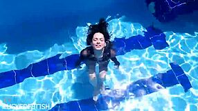 Latex Jessica Bunny Doll Dives Underwater for Wet Pussy Pool Fuck