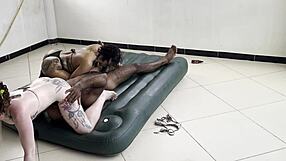 bbw milf in lingerie takes big black cock creampie after homemade sex bath