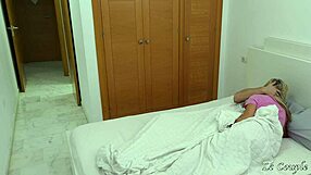 wife's horny girlfriend sneaks in bedroom watches us fuck early morning