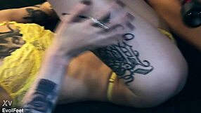 latina femdom chokes redhead with feet deepthroat gagging then vibrator orgasm closeup