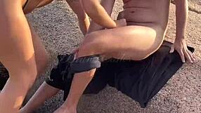 filming my cuck's bareback beach fuck fetish with stranger's big cock as he watches horny