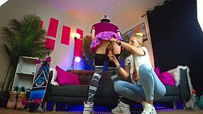 Crazy milking squeezes juicy cumshot standing and flowing wild!