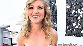 Hey, watch this hottie get impaled on massive cock post-interview 😈