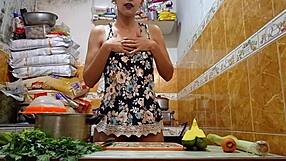 Peruvian Prostitute Eats Carrot Top to Bottom Before Pussy Fuck