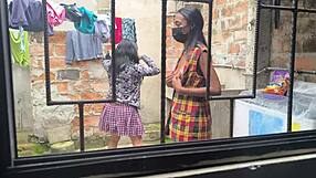 Housewives turn laundry day into wild homemade slut fucking!