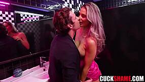 Cuckold Husband Joins Wife And Stranger For Bar Toilet Fuck