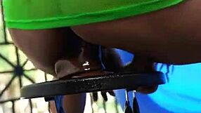 thick red bitch spits drool bouncing fat on huge dildo