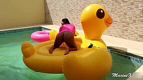 Maxine X Masturbates Pussy Poolside with BBC Sex Toy Squirting Orgasms