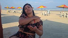 Beach fire in her big pussy – wanna fuck this latina everywhere public toilet style?