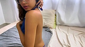 VERY HORNY STEPSISTER MASTURBATES JUICY PUSSY IN DORM BED SOLO