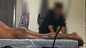 She gives him a teasing handjob massage turning into happy ending at the spa