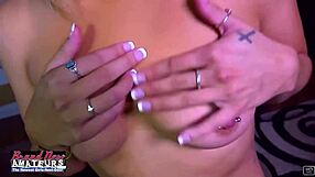 Tattooed Skinny Blonde Anya Rips Clothes And Fills Shaved Pussy With Huge Dildo