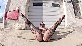 curvy milf flashes huge ass in thong bodysuit walking public docks