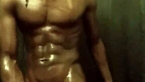 Oiled muscular bodybuilder strokes massive bbc monster cock solo