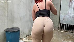 Bet you can't resist grabbing this massive latina prostitute's ass passing by voyeur style