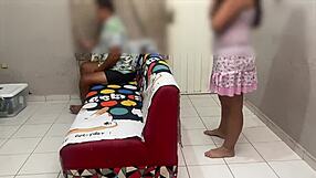 Having fun with the sister-in-law right in front of her husband