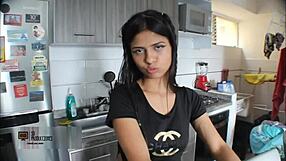 bruna takes brutal creampie after deepthroat doggystyle pounding